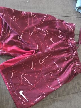 Nike Burgundy & White Swoosh Athletic Shorts
